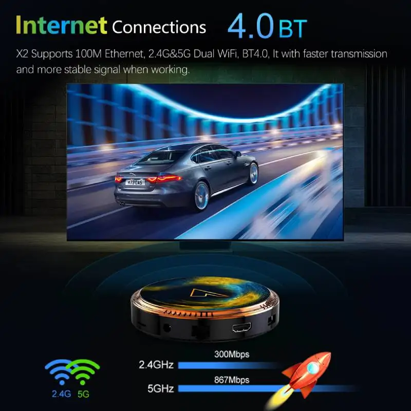 Smart Tv Box Android 11 Amlogic S905w2 Mediaspeler Android 11.0 4G 64G Vontar X2 Set Top Box 4K 60fps Av1 2.4 & 5G Wifi Bt 2g 16G