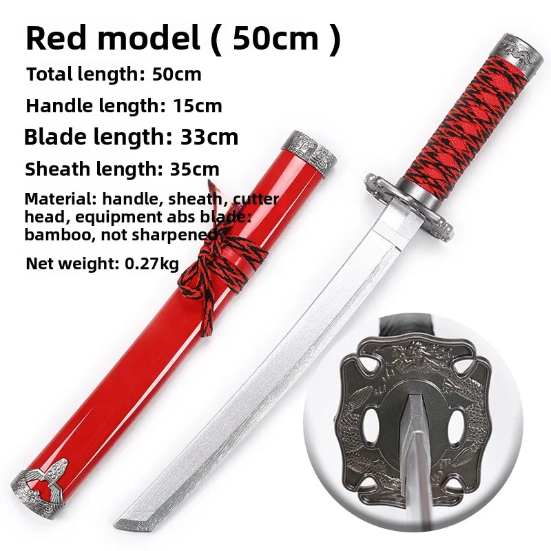 Espada samurái de 50cm/19,69 pulgadas, Katanas japonesas, modelo de Cosplay, accesorios de bambú con funda, práctica coleccionable, adornos de escritorio, manualidades