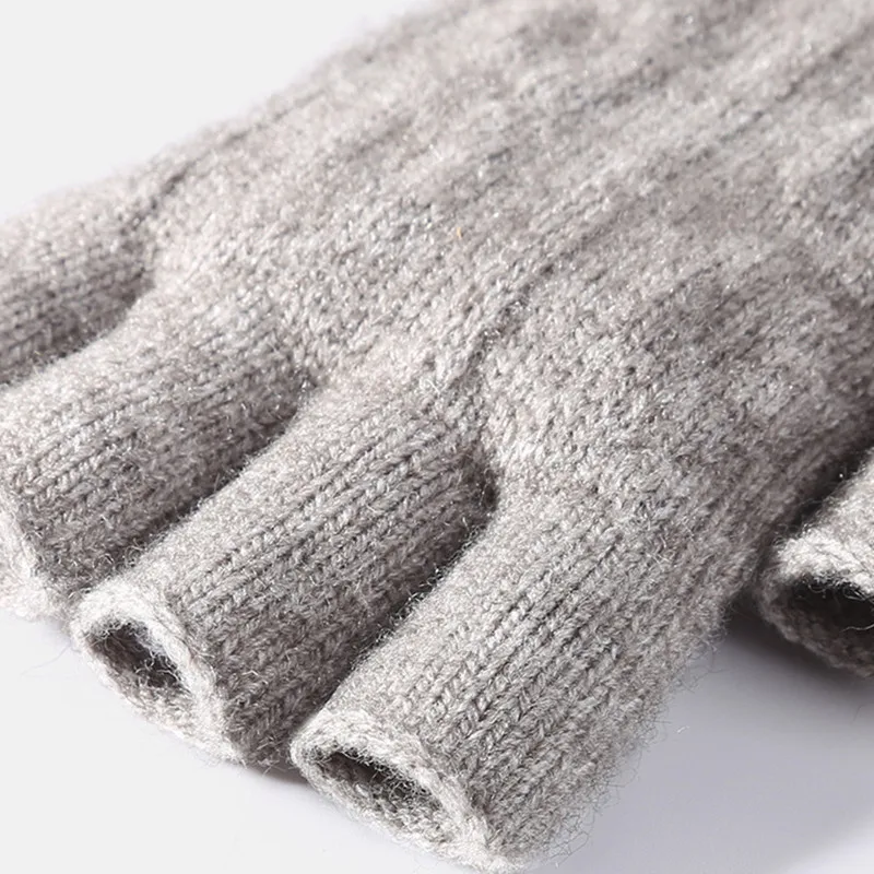 Knitted Gloves for Men Women Winter Warm Thermal Half Finger Glove Mittens Wool Fleece Thick Touchscreen Fingerless Gloves