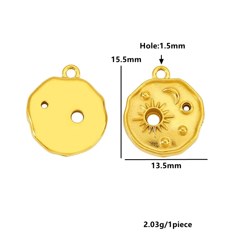 5pcs Stainless Steel Gold Color Charms Sun Crab Spider Beetle Pendants for DIY Women Necklace Earrings Jewelry Making Supplies view 4
