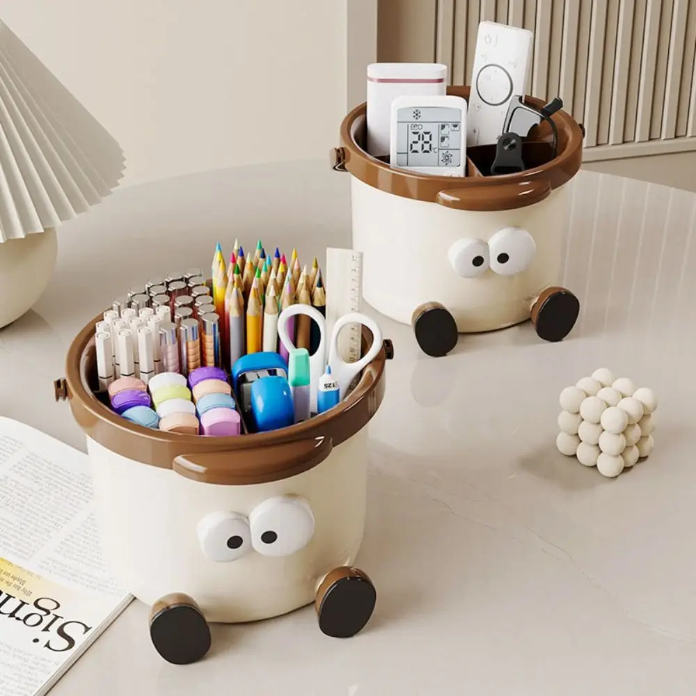 

Double-deck Handheld Pen Holder High-capacity Cute Pencil Storage Box Detachable Plastic Stationery Organizer Desk
