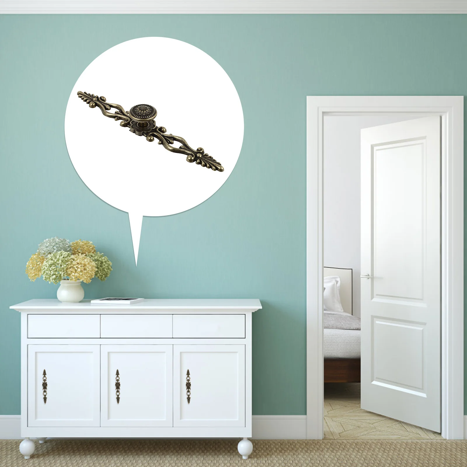 مقابض سحب خزانة برونزية متينة مقابض أدراج من سبائك الزنك على الطراز العتيق لمقبض خزانة ديكور المنزل