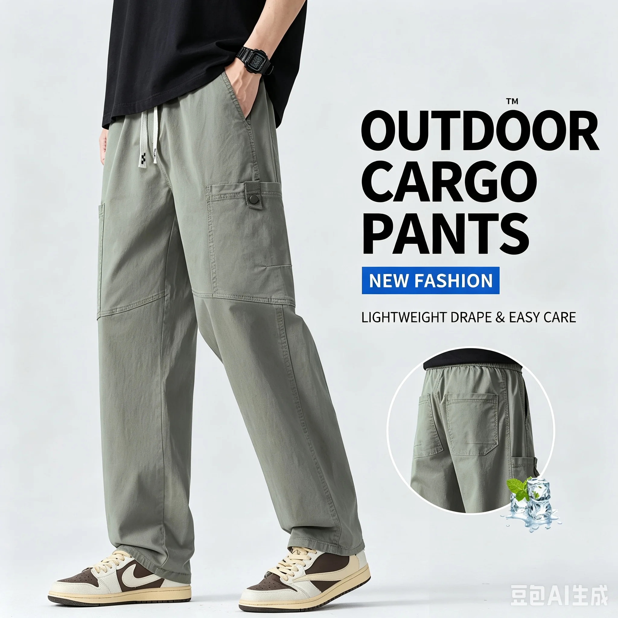 Men's Outdoor Cotton Work Trousers Summer Thin Cool Straight Loose Casual Fashionable Pants Comfortable Breathable Long Trousers view 3