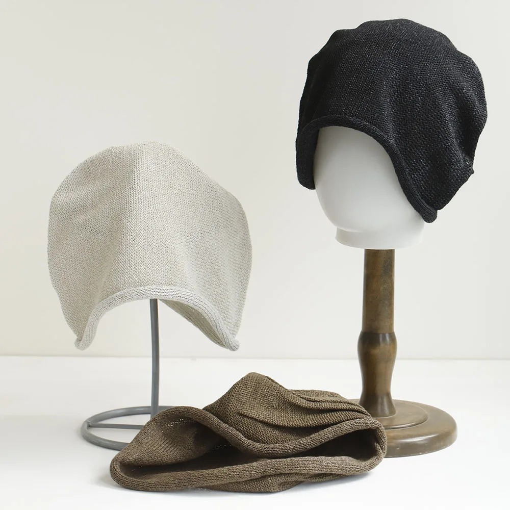 Neuer Pullover-Kurzrand-Stapelmütze für Damen – Persönliche Big-Head-Thin-Skullies-Mütze, Baggy-Beanie, lässige Mütze