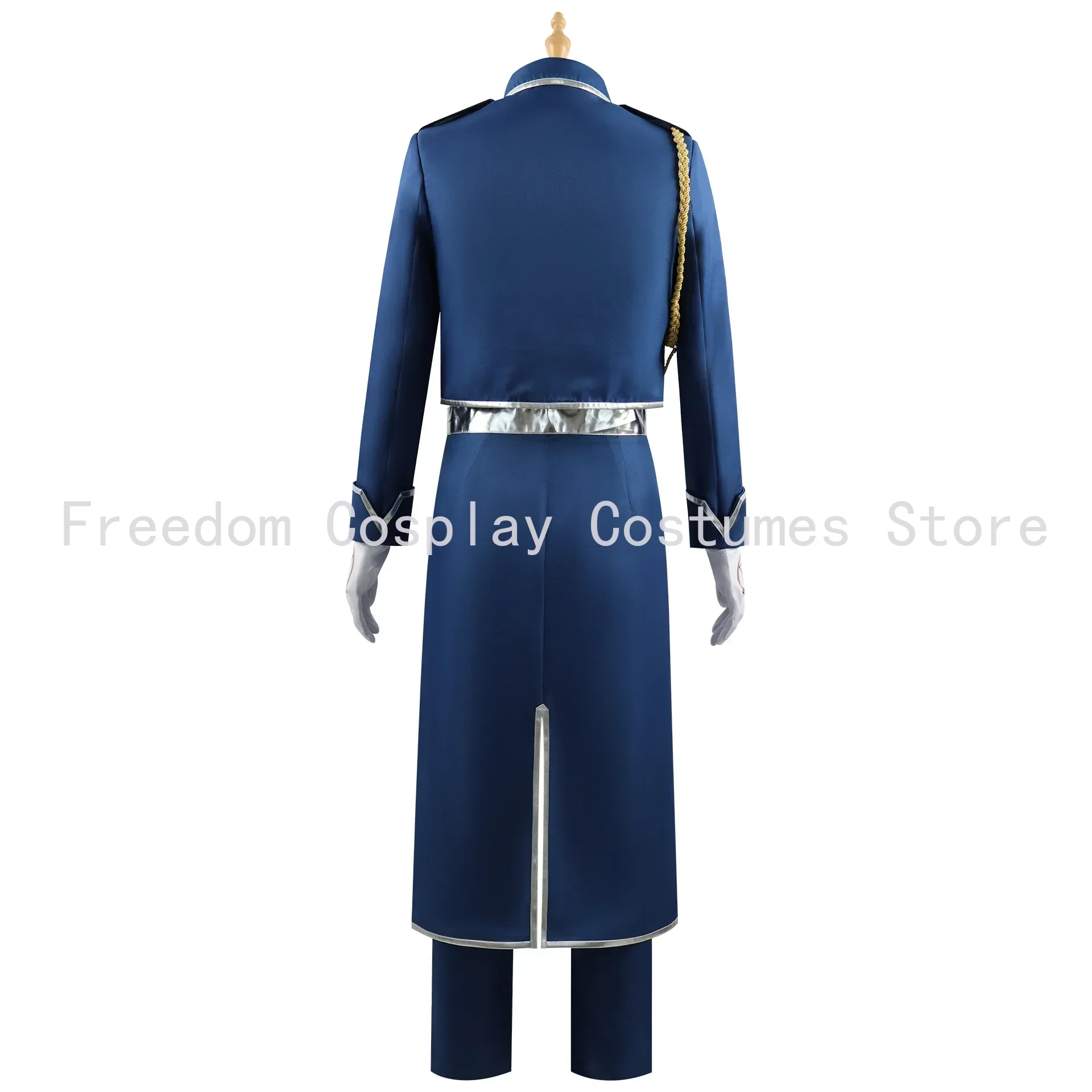 Roy Mustang Cosplay Anime Fullmetal Alchemist Costume Uniform Wig Blue Military Coat Game Exhibition Stage Party Outfit for Men