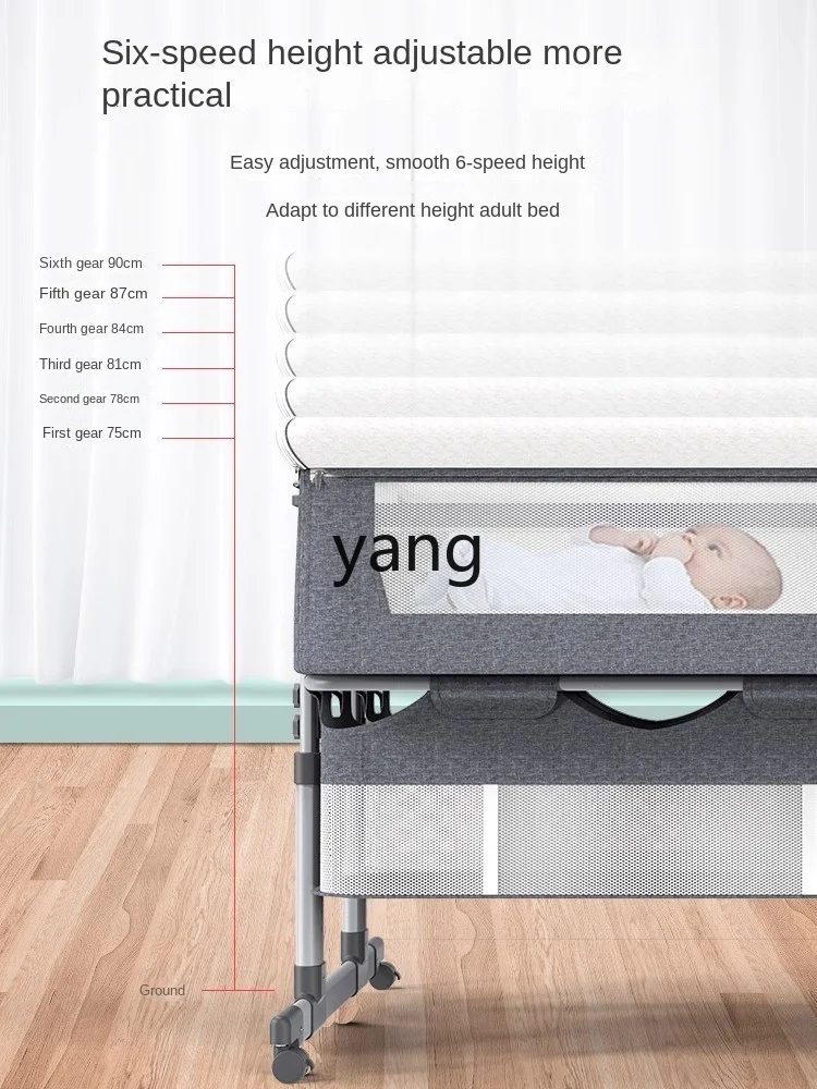 CX Twin Crib Babies' Bed Mobile Foldable Multifunctional BB Cradle Newborn Double Bed