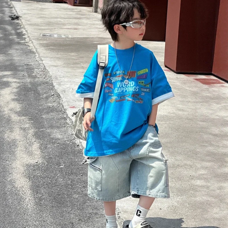 

2025 Summer New Children's Digital Printed Short-Sleeve T-Shirt for Boys, Stylish Top