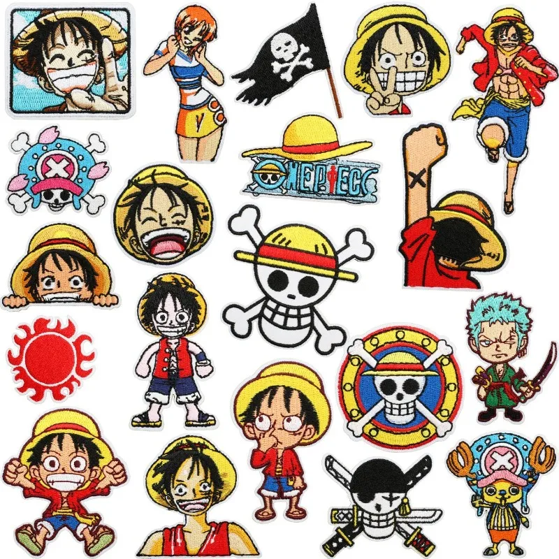 

New One Piece Kawaii anime surrounding Luffy Skull Nami Chopper Embroidery Cute Bag Packaging Patch Patch Spoof Gift Wholesale