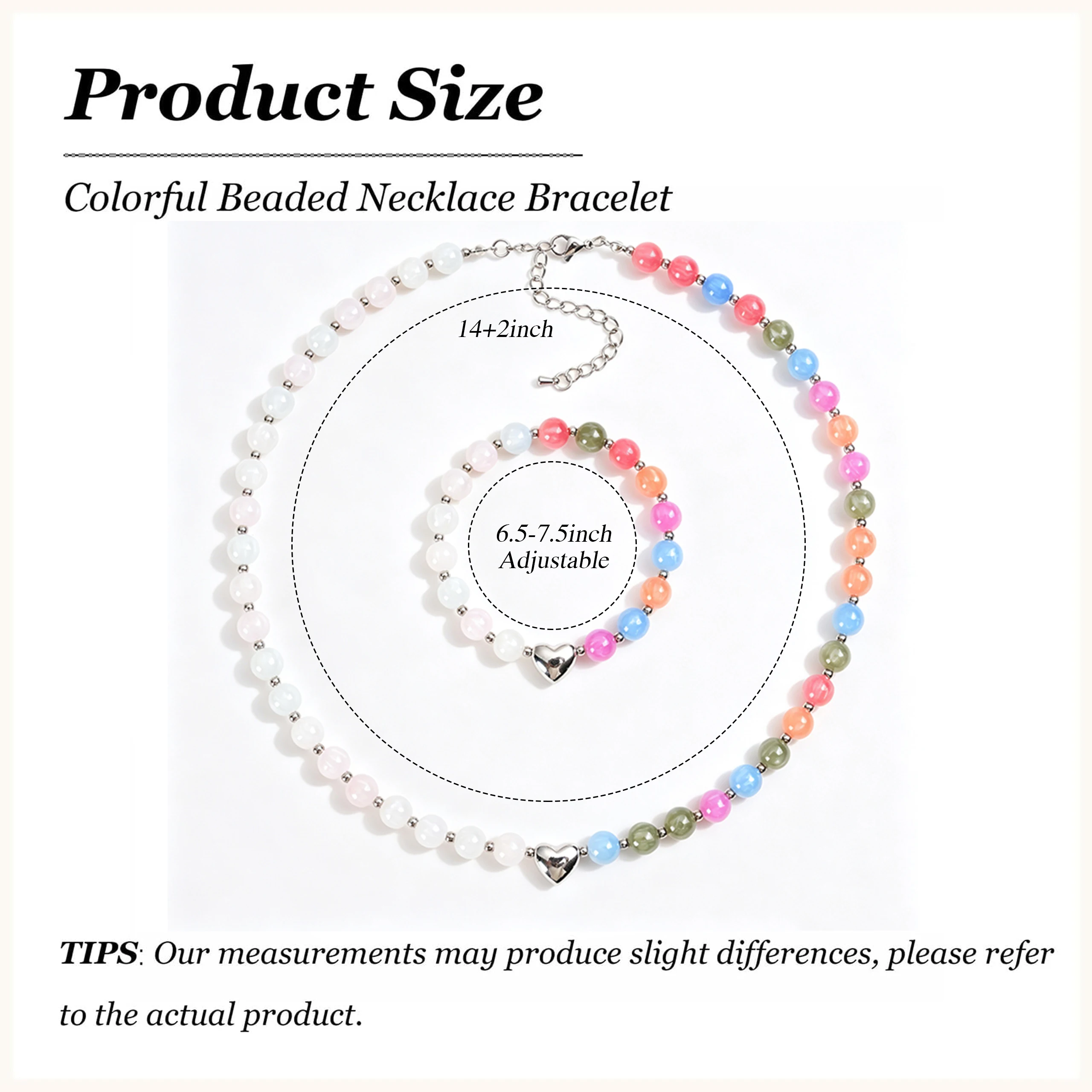 Color Changing Necklace and Bracelet Set for Women, Pastel Round Bead Choker with Matching Bracelet, Sun Activated Color Change