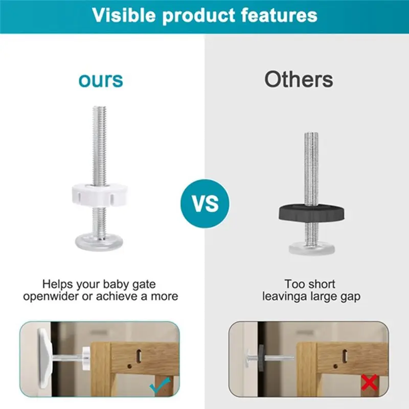 [NEW A09R!】 Gate Adapter 4PCS Gate Threaded Spindle Rod Pressure Gate Replacement Parts Screw Mounted Bolts Kit For Pets Gates