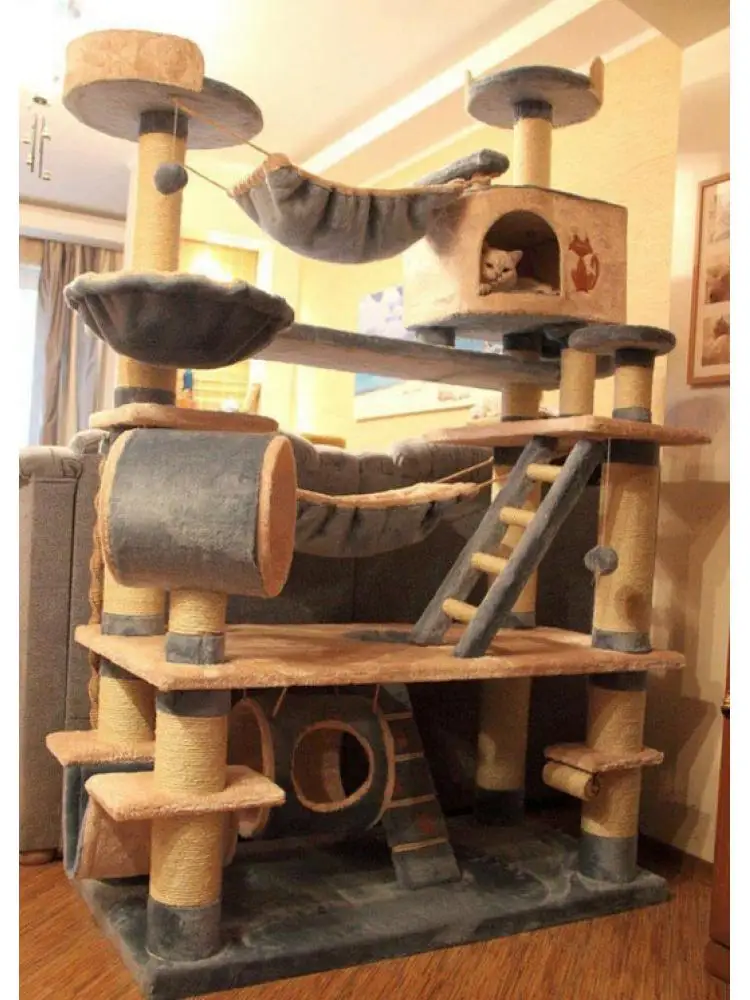 

Luxurious Sisal Cat Climbing Frame, Large Cat Nest, Cat Tree, Scratch and Bite, Toy for Multiple Cats