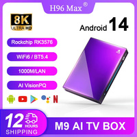 Android 14.0 AI Smart TV Box H96 Max M9 Wifi6 BT 5.4 1000M/LAN 8-core CPU 8k UHD AV1 SPIDF Set Top Box Google Voice Assistant