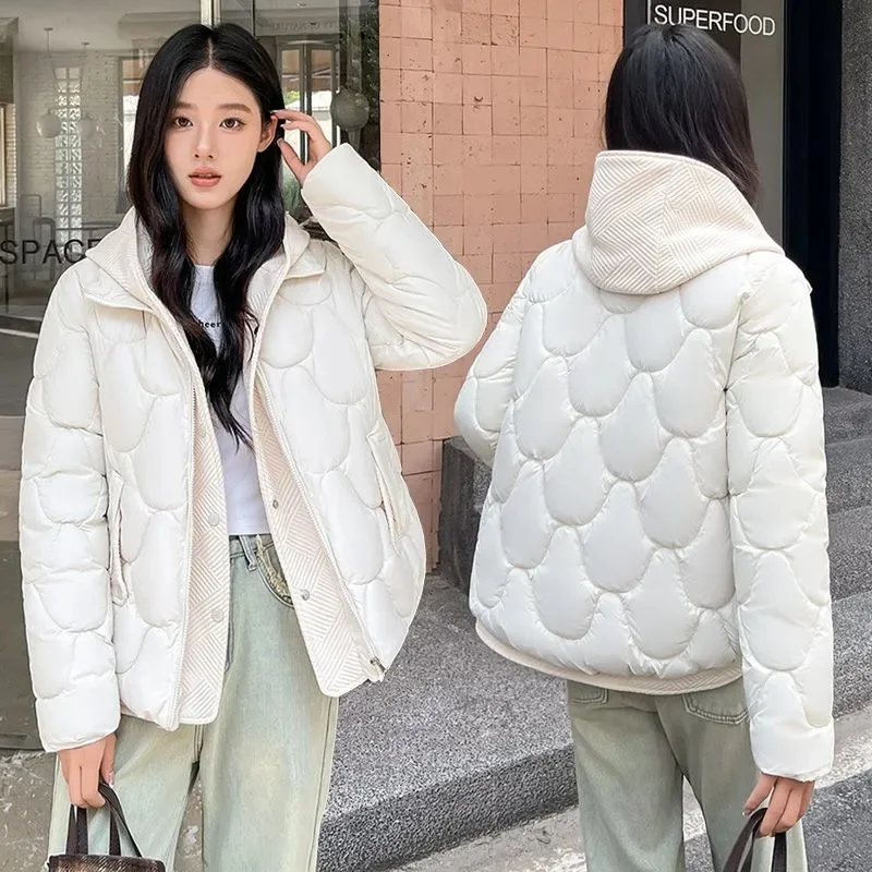 2024 New Winter Parkas Women Jacket Hooded Thick Warm Short Jacket Cotton Padded Parka Basic Coat Female Outerwear