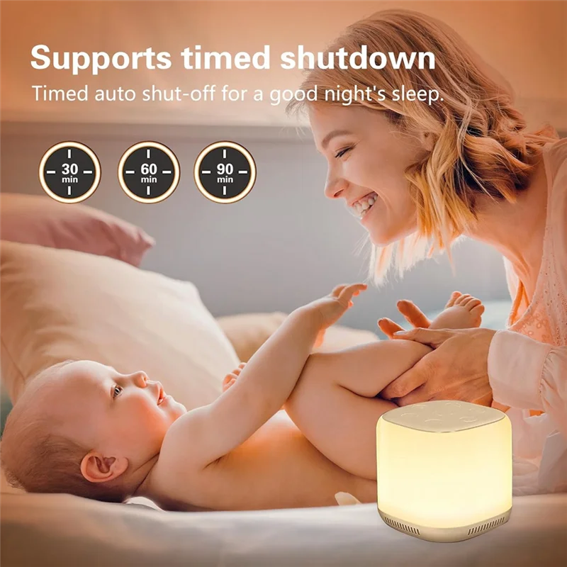 

ABVJ-White Noise Machine With 7 Color Night Light And 34 Sleep Aid Sounds For Soothing Emotions,Promoting Sleep,Sound Machine