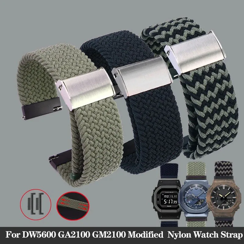 

Высокоэластичный нейлоновый ремешок для наручных часов Casio DW5600 GW-5000 GA2100 GW-M5610 GM2100, модный тканевый ремешок для часов, браслет