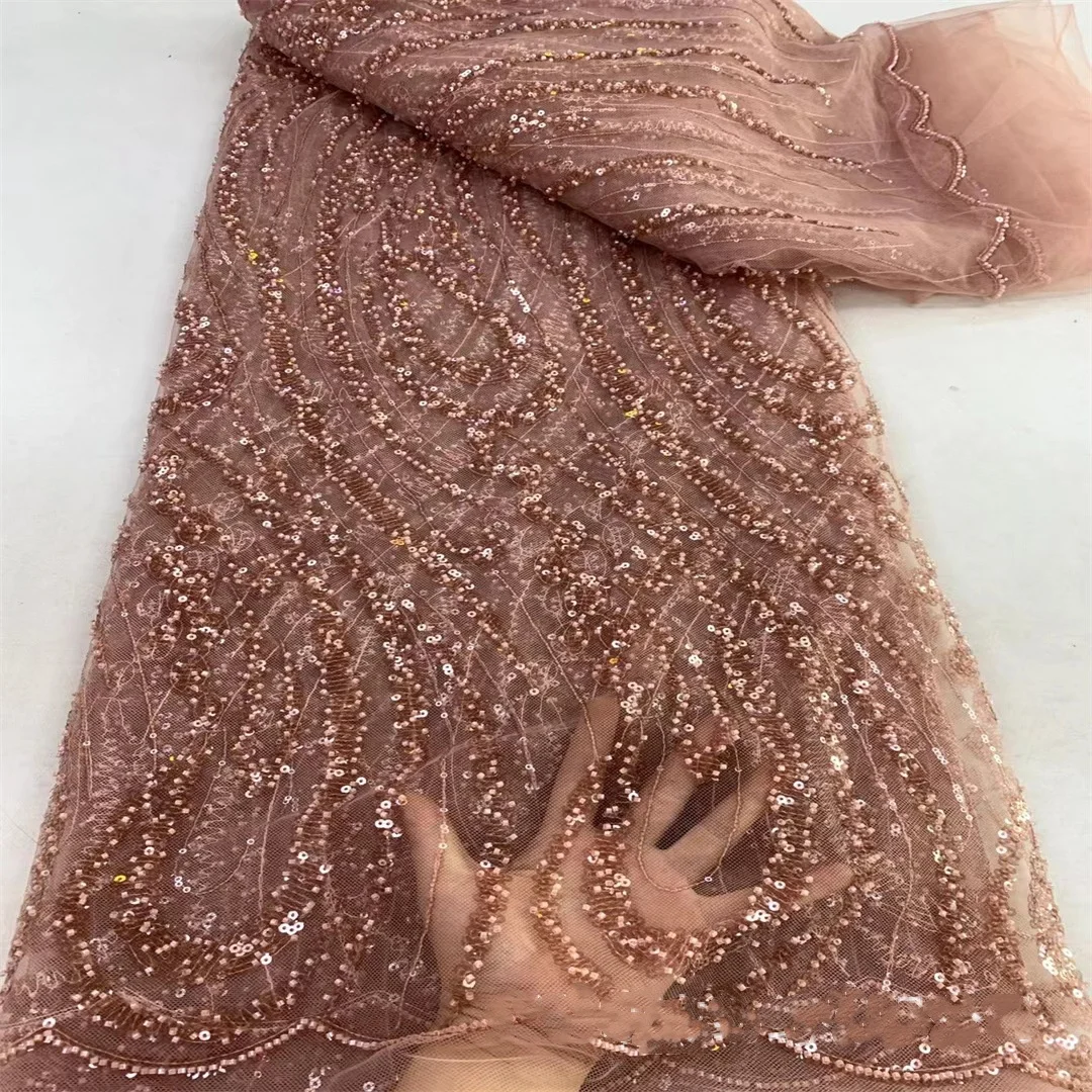8 Colors Evening Party Gown Mesh Wedding Dress Sequin Tube Fabric Beaded Embroidered Diamond Striped Material Accessories