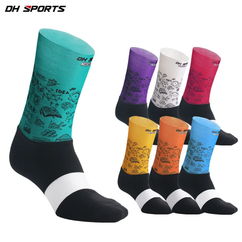 

Unisex Cycling Socks Printed Breathable Sweat Absorbing Areo Road Bike Socks