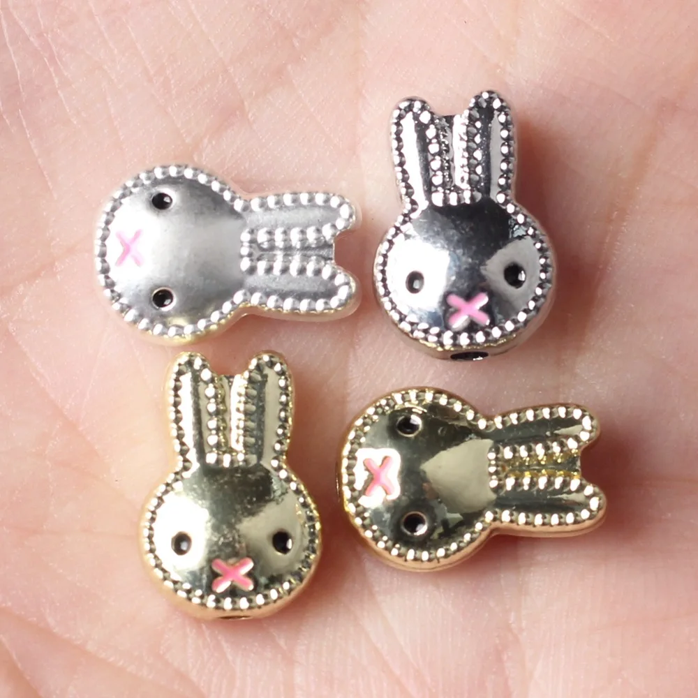 10pcs Alloy Cute Animal Rabbit Septal beads Pendant Ornament Necklace Bracelet Jewelry Making DIY Handmade Accessories Supplies