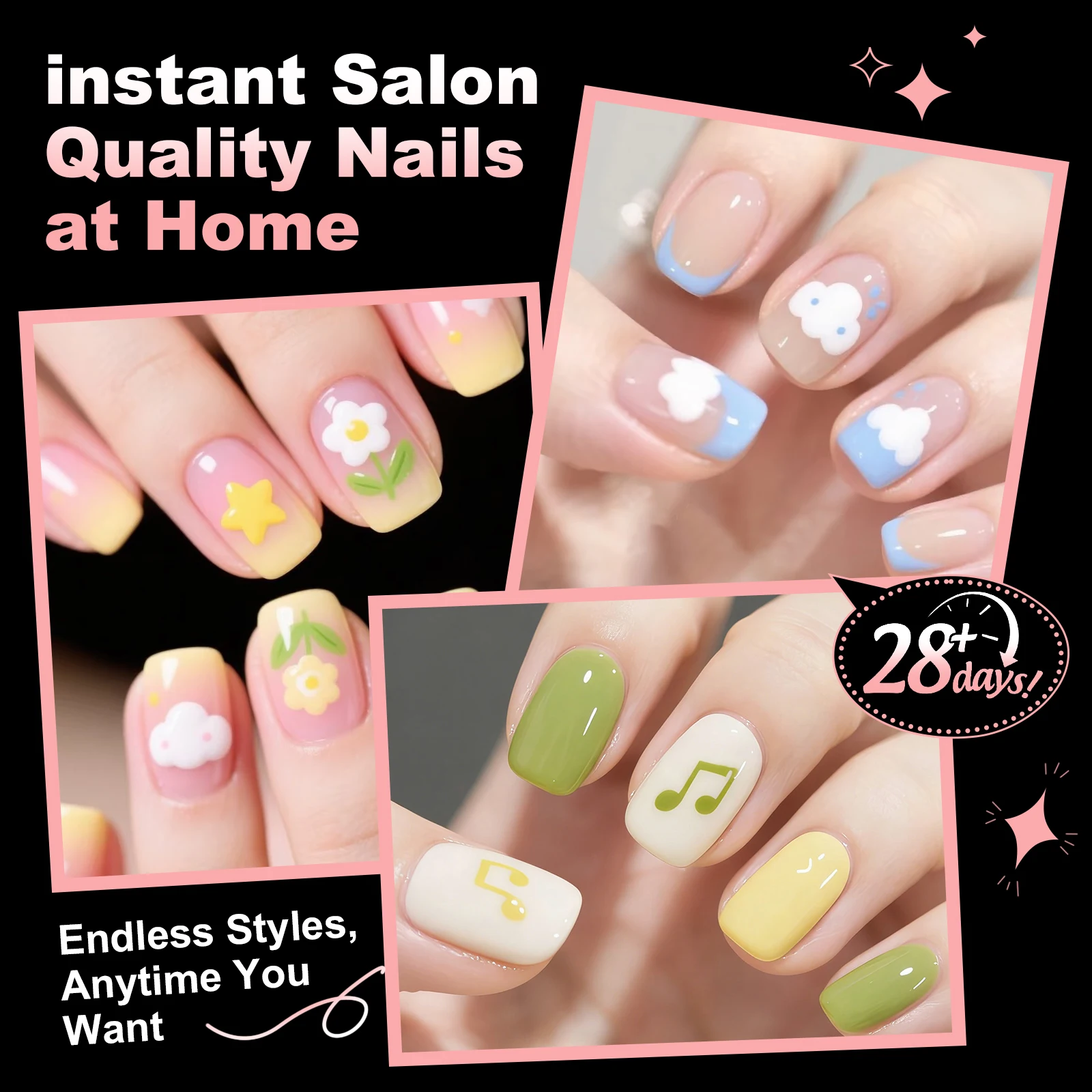 120/240pcs Oval Fake Nails Press On Nails Art For 6-12 Years Girls The Short Artificial Fake Nails Full Cover Acrylic Nail Set