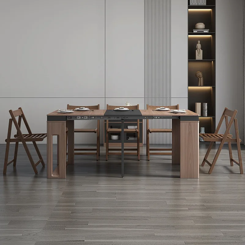 

Light luxury small apartment retractable folding dining table household wholesale custom multi-functional storage rectangular in