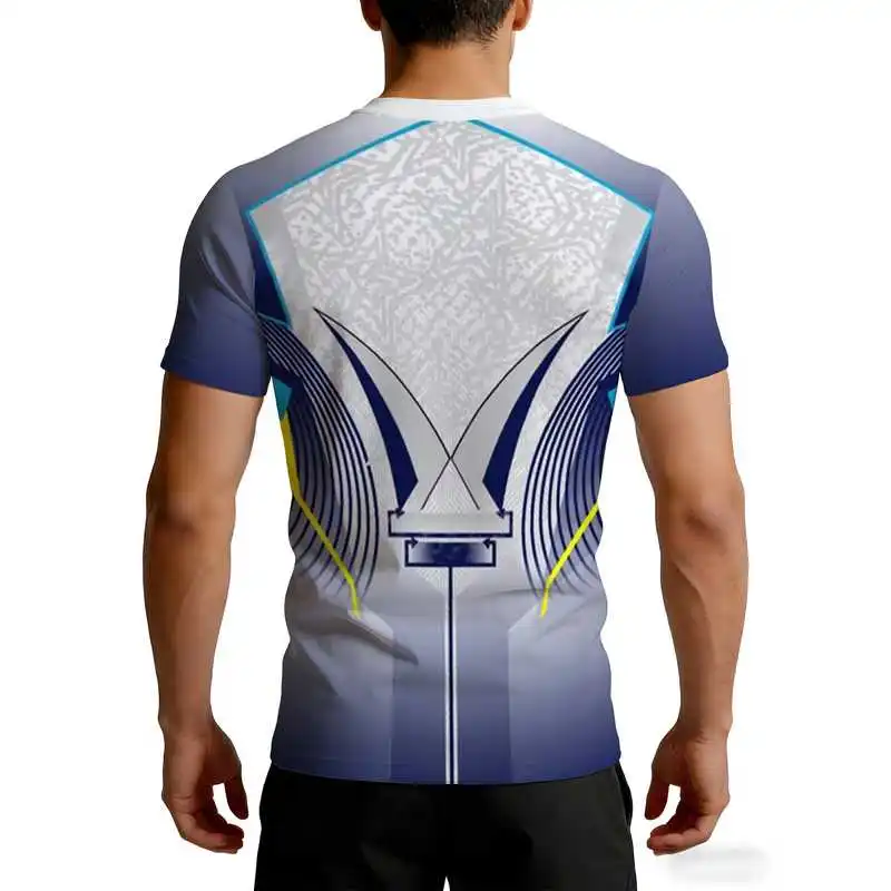Men's Gradient Curve Color Block Fitness T Shirts Stretchy Quick Dry Breathable Sportswear Short Sleeve Tops Say Goodbye to Swea