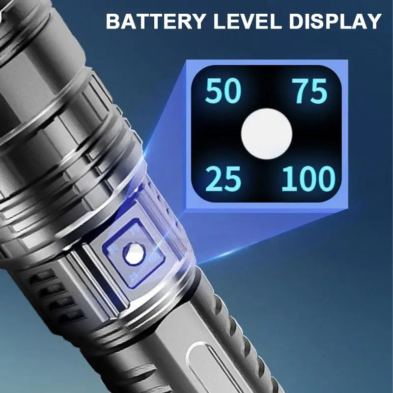 LED White Laser Strong Light Tactical Flashlight Fixed Bracket Telescopic Zoom Type C Charging Flashlight