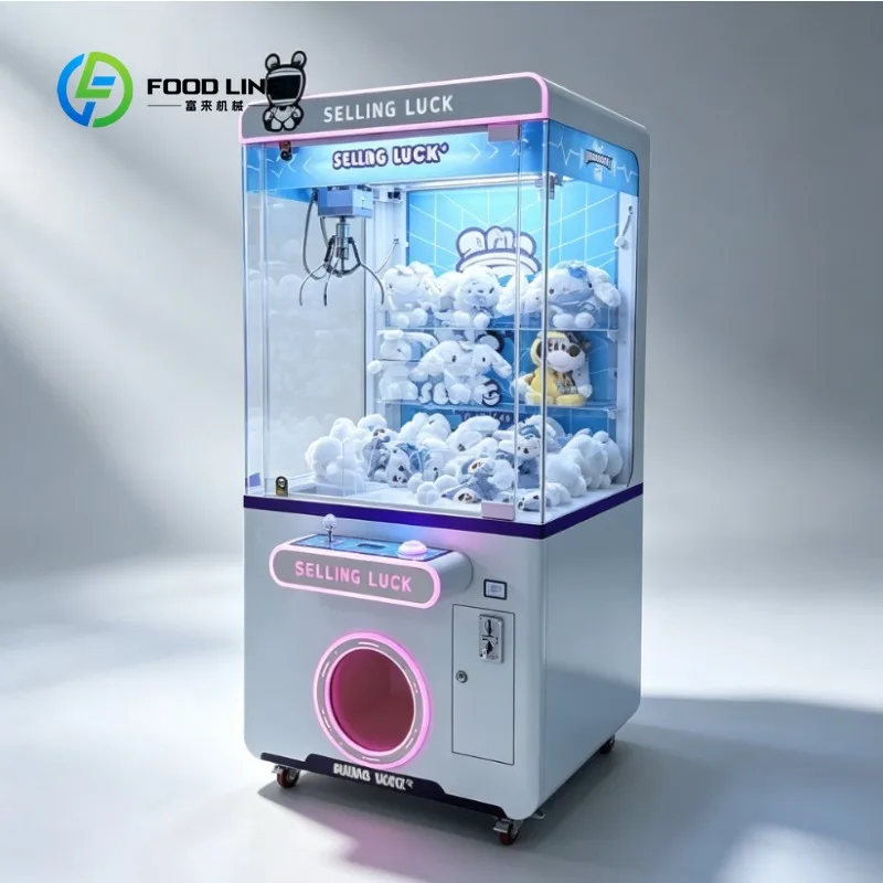 Custom Blue Full Size Claw Machine, Large Life Size Claw Crane with Toy Refill Prizes for Both Kids and Adults Amusement