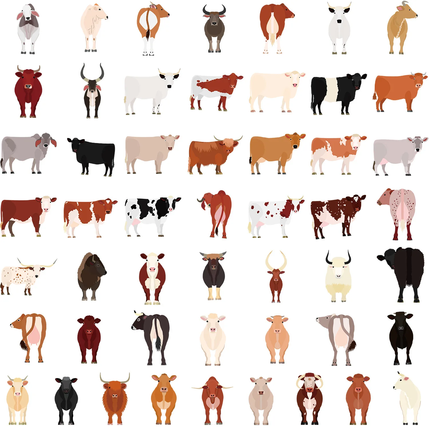 50 PCS Milk Cow Stickers, Refrigerator, Helmet Wall Water Bottle Decoration Stickers, Notebook Laptop Waterproof Stickers