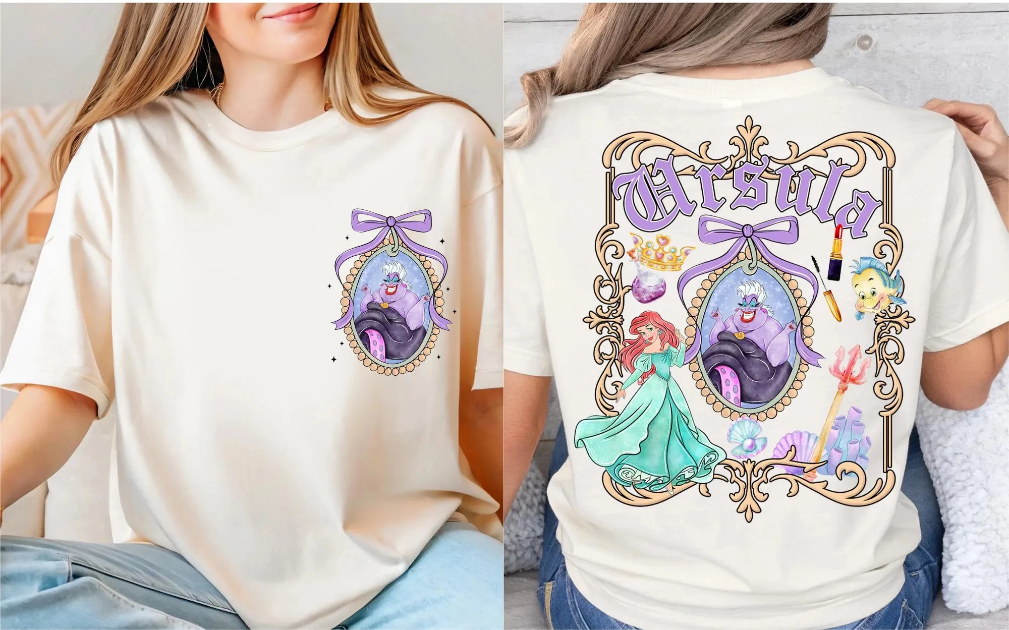 Coquette Ursula القوس تي شيرت ديزني Ursula قميص ديزني حورية البحر الأشرار تي شيرت الفتيات السيئة قميص Ursula قميص WDW الأسرة Vacay المحملة