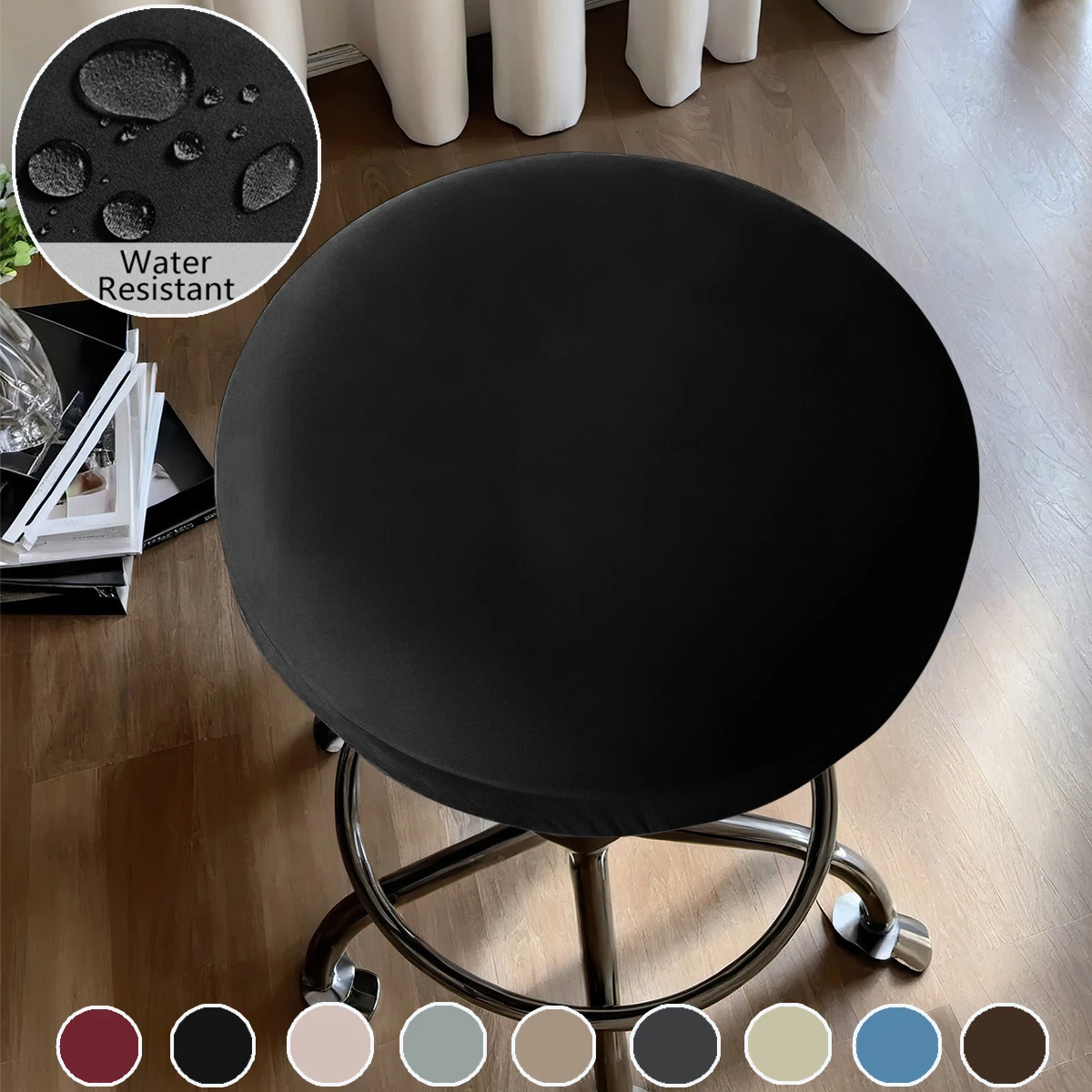 

Fashion Solid Color Stretch Bar Stool Elastic Home Decor Seat Cover Chair Cover Stool Cover Slipcover Round Seat Cushion Sleeve