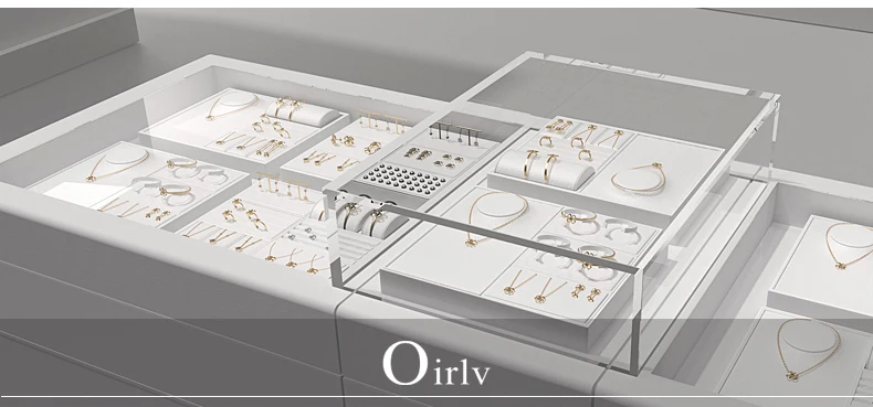 Oirlv Weißes Schmuck-Display-Tablett für Ringe, Ohrringe, Leder-Schmuck-Tabletts, Präsentationstabletts für Armreifen, Armbänder und Halsketten – Detail 15