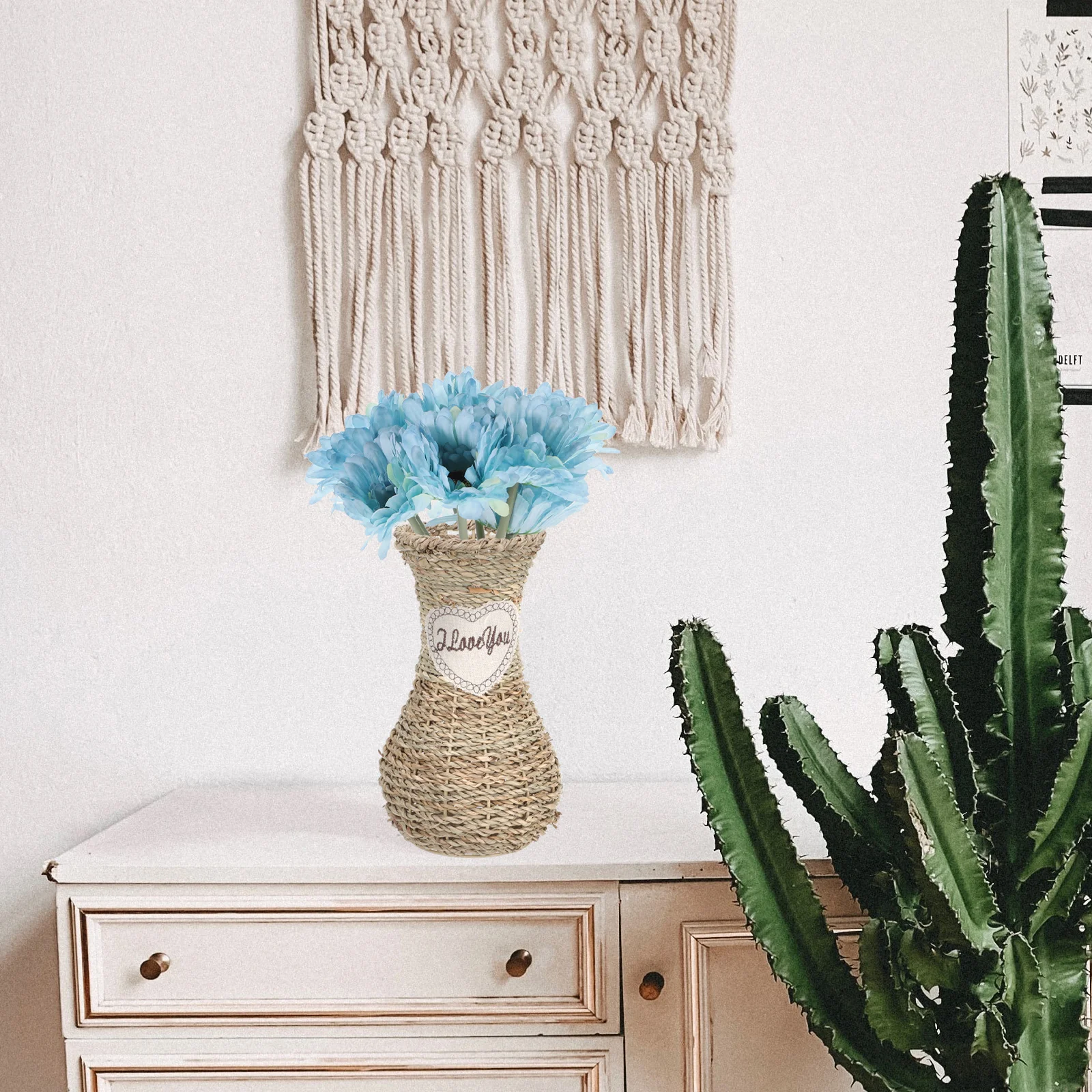 

Rattan Vase Decorative Flower Container Woven Planter Centerpieces Tabletop Bouquets Living Room Bedroom Garden Party Stable