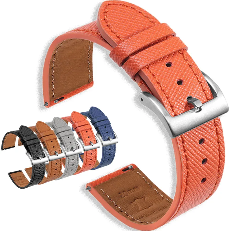 Correa de cuero de 18mm, 20mm y 22mm, correas de reloj suaves, pulsera impermeable, pulsera de liberación rápida para Seiko Band, cinturón deportivo de repuesto