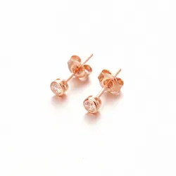 585 purple gold gemstone ear studs plated 14K rose gold fashion simple round earrings for women to send girlfriend jewelry