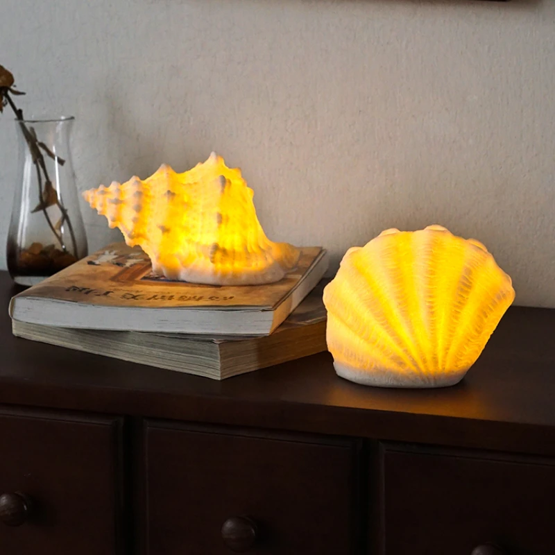 Shell night light bedroom sleep light timed conch light luminous decoration