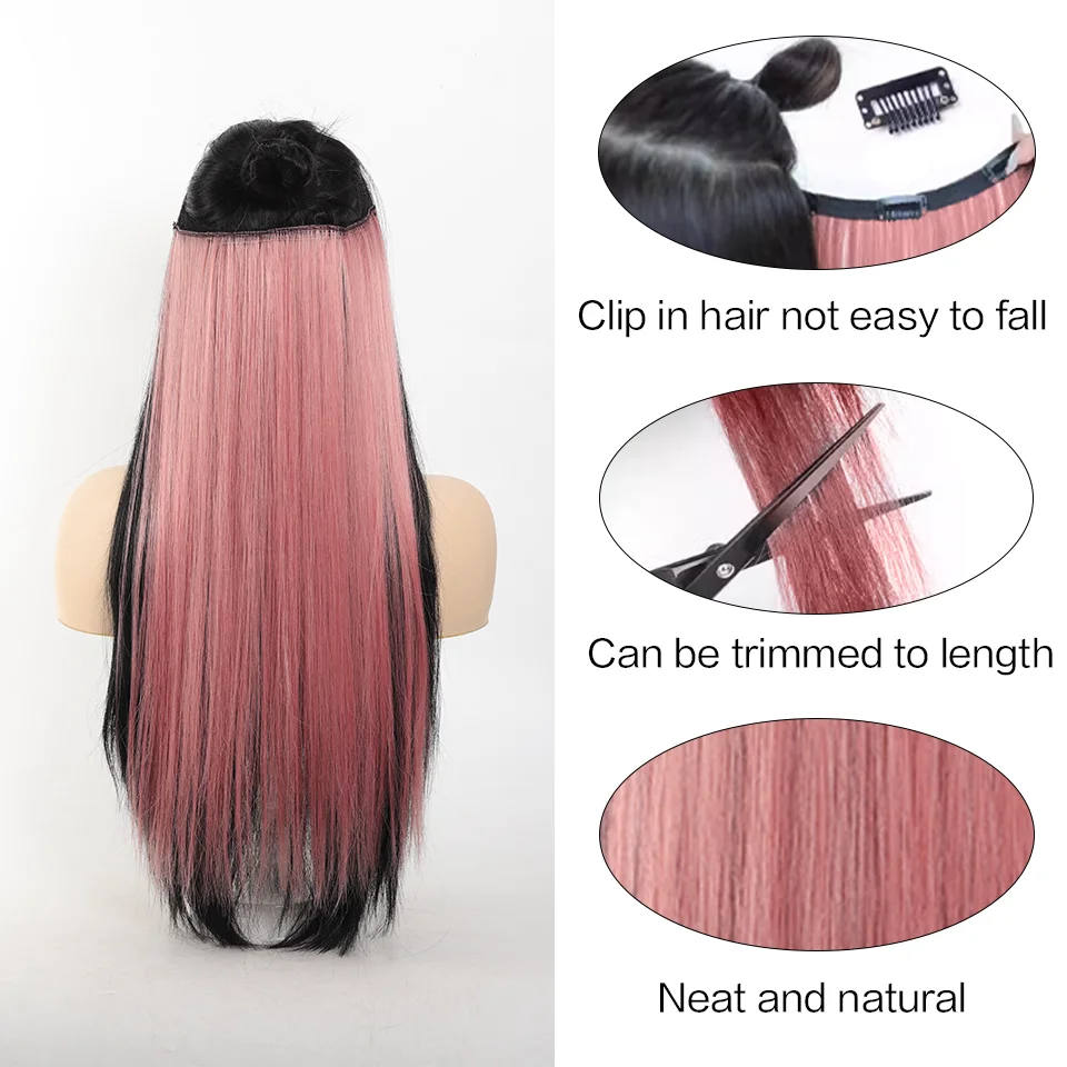 Extensiones de clip rectas sintéticas de 20 pulgadas para mujer, colores vibrantes, fibra sintética, fáciles de usar 4