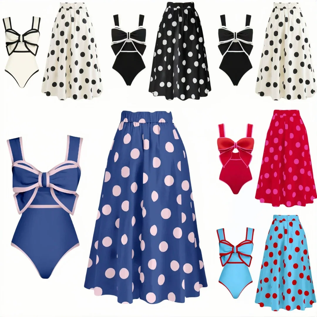 

Sexy One Piece Swimsuit for Women, Niche Design, Black and White Bow, Slimming Holiday, Hot Spring, New