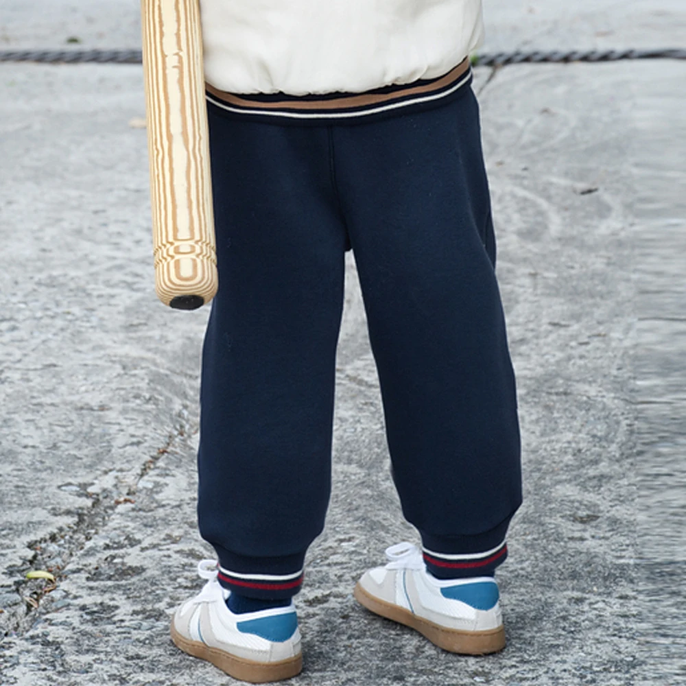 Dave Bella Children Boys Autumn Winter Velvet Thicken Cargo Pants Elastic Waist Casual Sports Jogger Warn Trousers DB4253742