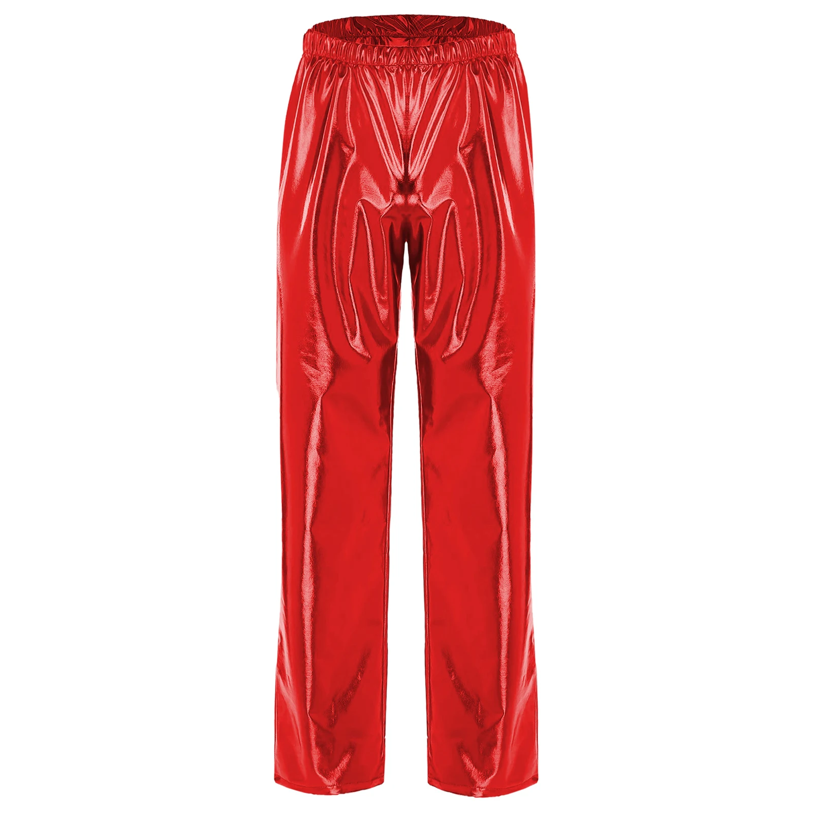 

Adult Men Jazz Dance Pants Metallic Performance Pants Elastic Waistband Modern Dancewear Stage Costume Carnival Party Trousers