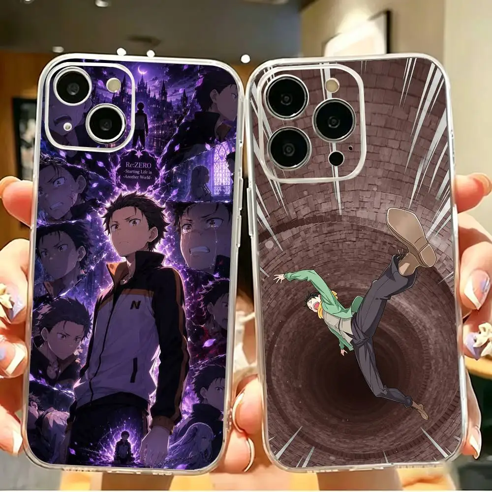 Anime Re Z-Zero N-Natsuki Subaru Clear Phone Case For iPhone 17 16 15 14 13 12 11Pro Max Plus Transparent Shockproof Cover