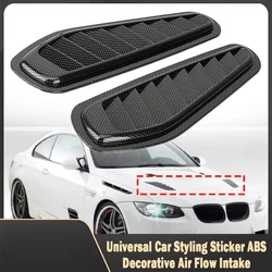 1Pair Universal Car Decorative Cell Air Flow Intake Hood Scoop Bonnet Glossy Black Vent Cover Stickers Decoration Styling