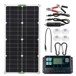 250W Solar Panel Kits 12V/24V with 30A/60A/100A Controller Solar Cell Dual USB for Car Yacht RV Boat Mobile Phone Battery Charge