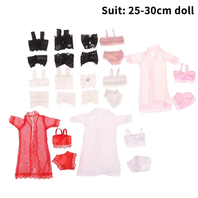 1/6 Doll Lace Underwear Bra Briefs Pajamas Set For Kid Pretend Play Toys 30CM Dolls Clothes Suit Doll Decoration Accessories