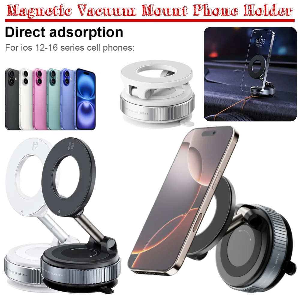 Magnetic Vacuum Car Mount Phone Holder Vacuum Adsorption Car Phone Mount Foldable Car Navigation Holder for Car Kitchen Mirror