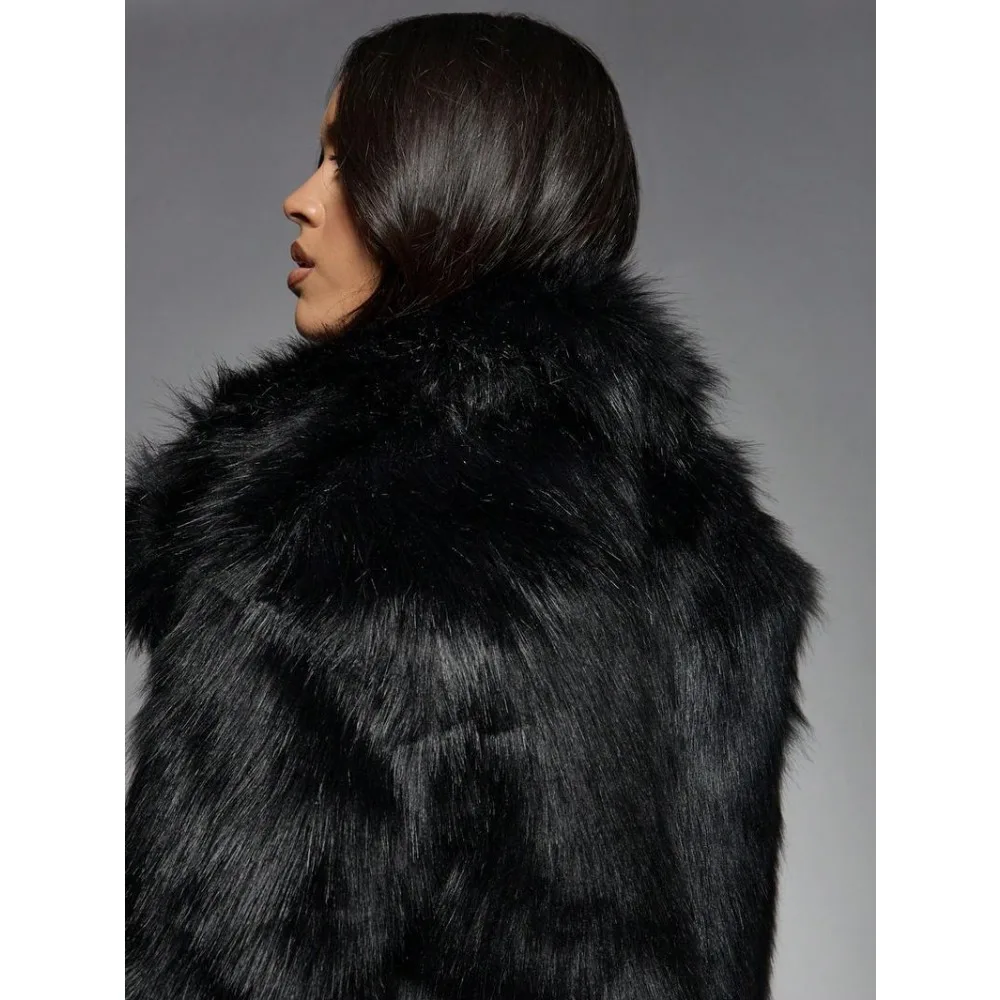 معطف فرو شتوي للنساء جاكيت من فرو الثعلب الصناعي جديد سميك دافئ بأكمام طويلة سترة مقصوصة وطية صدر السترة ملابس تصميم ملابس الشارع الشهير