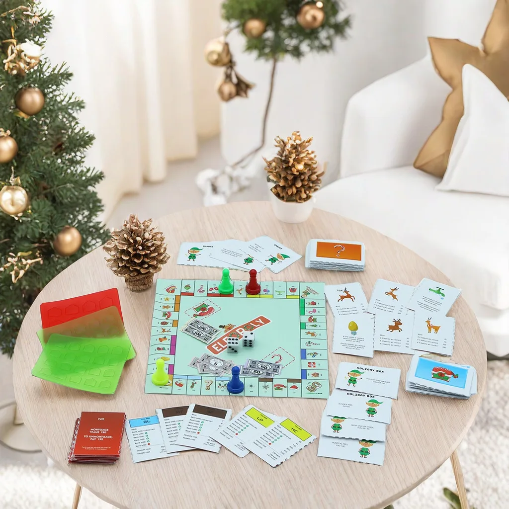 1Set Doll Puzzle Game Toy Mini Monopoly Play Game Set Doll House Miniature Scene Decoration Shooting Props Model Accessories