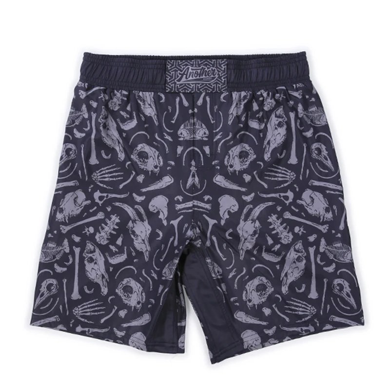 Stretchy MMA Fight Shorts for Men Women Skull Bone Skeleton Grappling Shorts for BJJ Boxing Gym Training Wrestling No‑Gi Combat