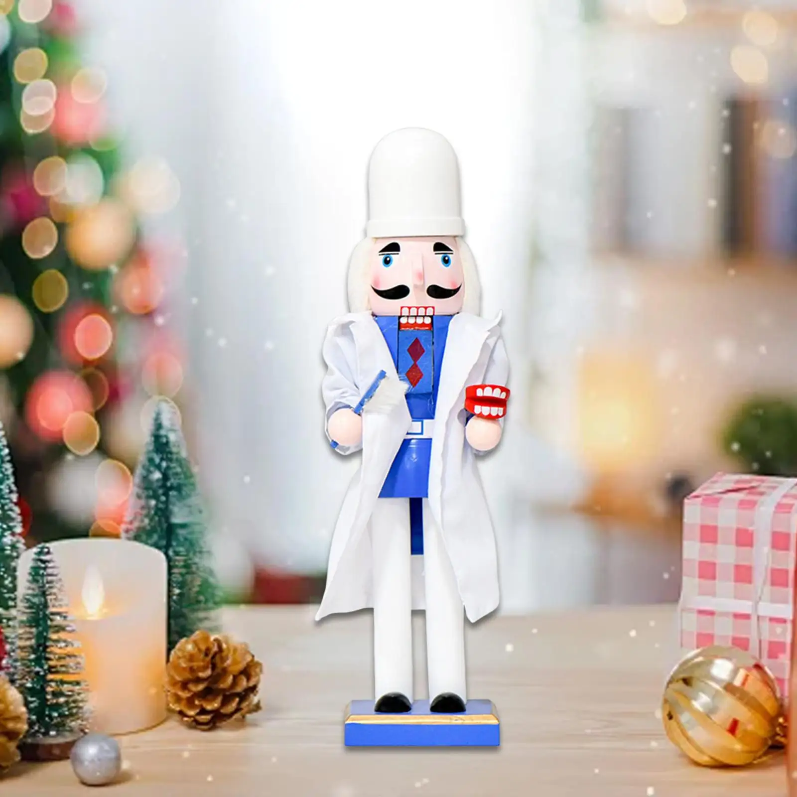 Christmas Nutcracker Decoration Home Decor 14inch Traditional Desktop Ornament Wooden Nutcracker Figurine for Office Shelves