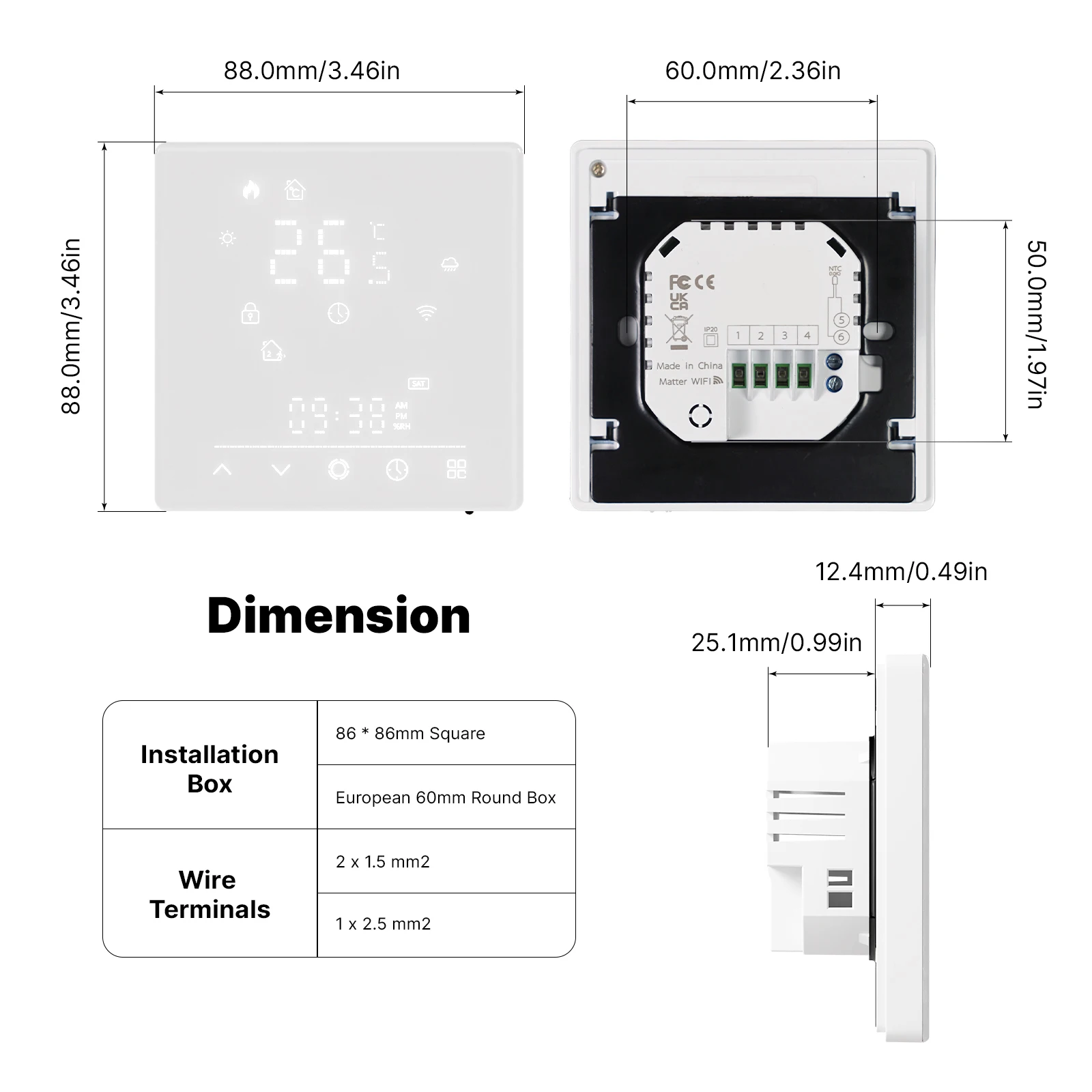 MOES Tuya Matter WiFi termostato inteligente controlador de temperatura caldera de agua calefacción eléctrica con Alexa Google Apple Smartthings