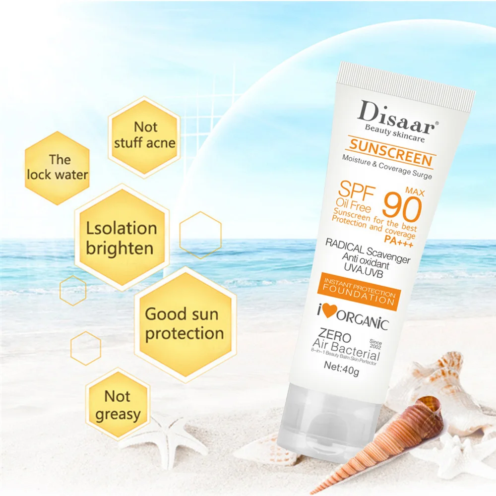 واقي من الشمس SPF90 + UV حماية من الإشعاع Lsolation تبييض ترطيب اشراق الوجه الجسم الأسلحة الفخذين Sunblock العناية بالبشرة